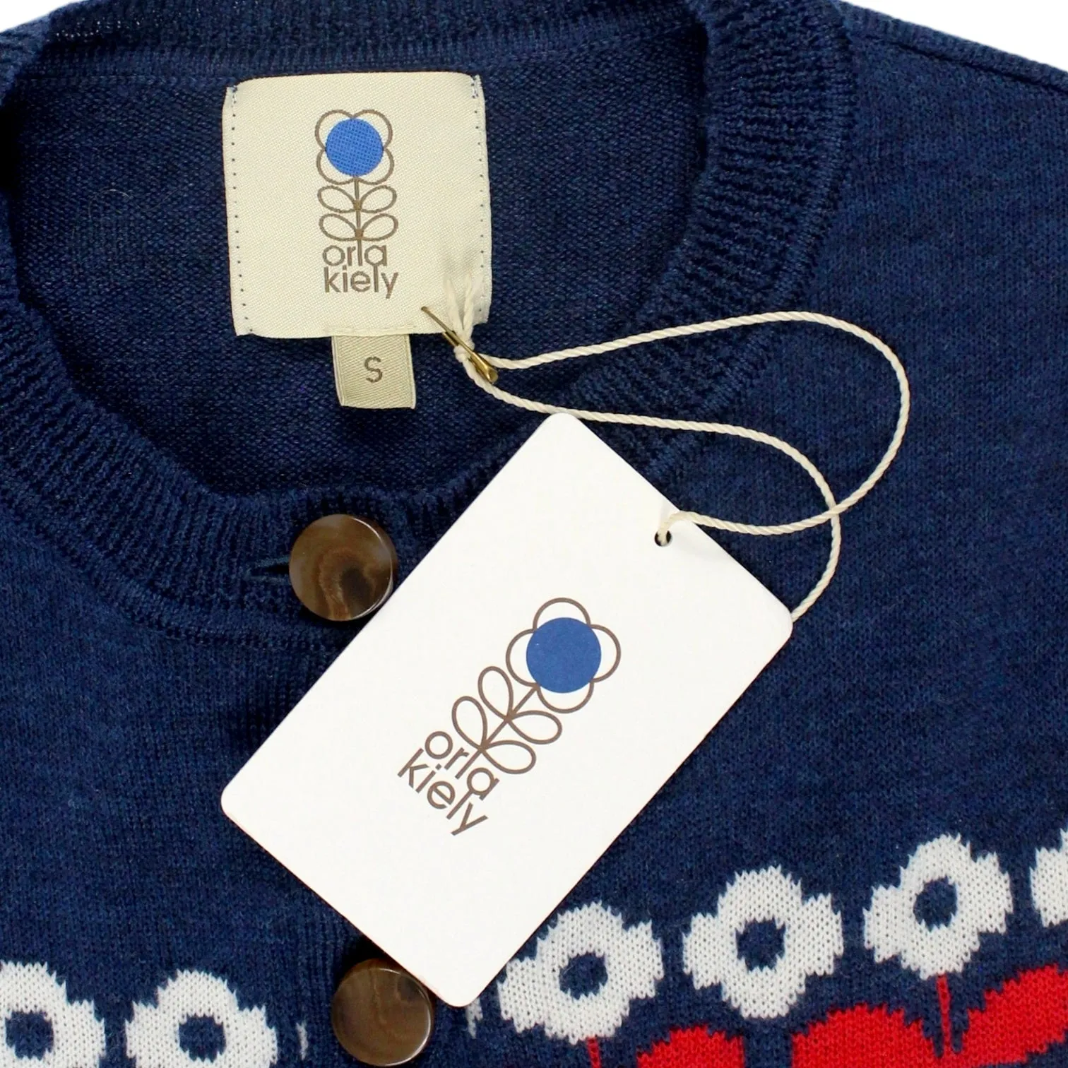 Orla Kiely Navy Flower Fairisle Cardigan