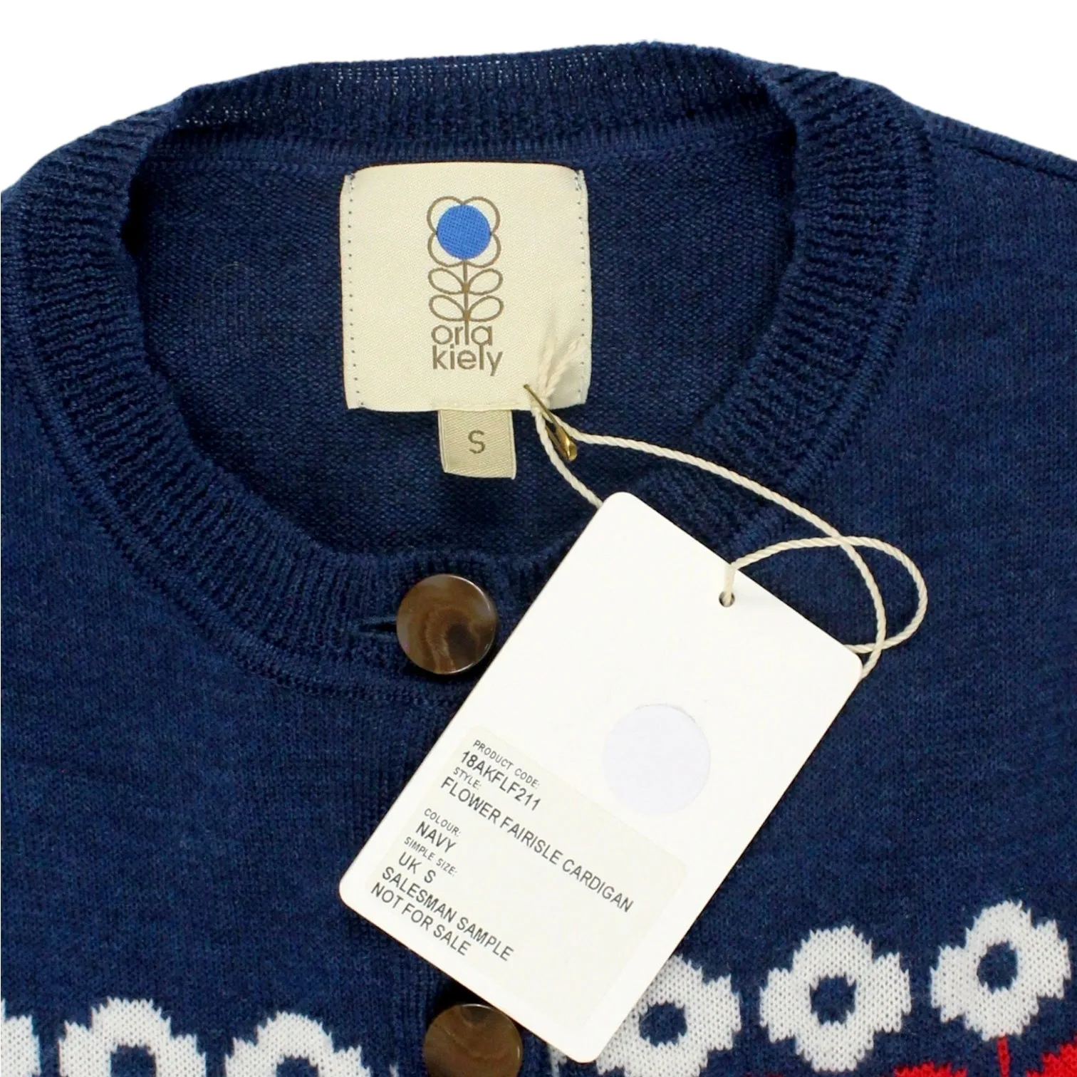 Orla Kiely Navy Flower Fairisle Cardigan