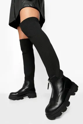 Over The Knee Zip Detail Boots