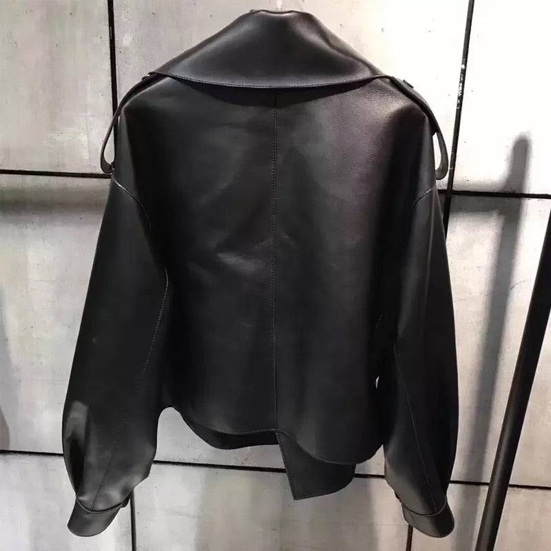 Oversized Fit Big Collar Leather Jacket