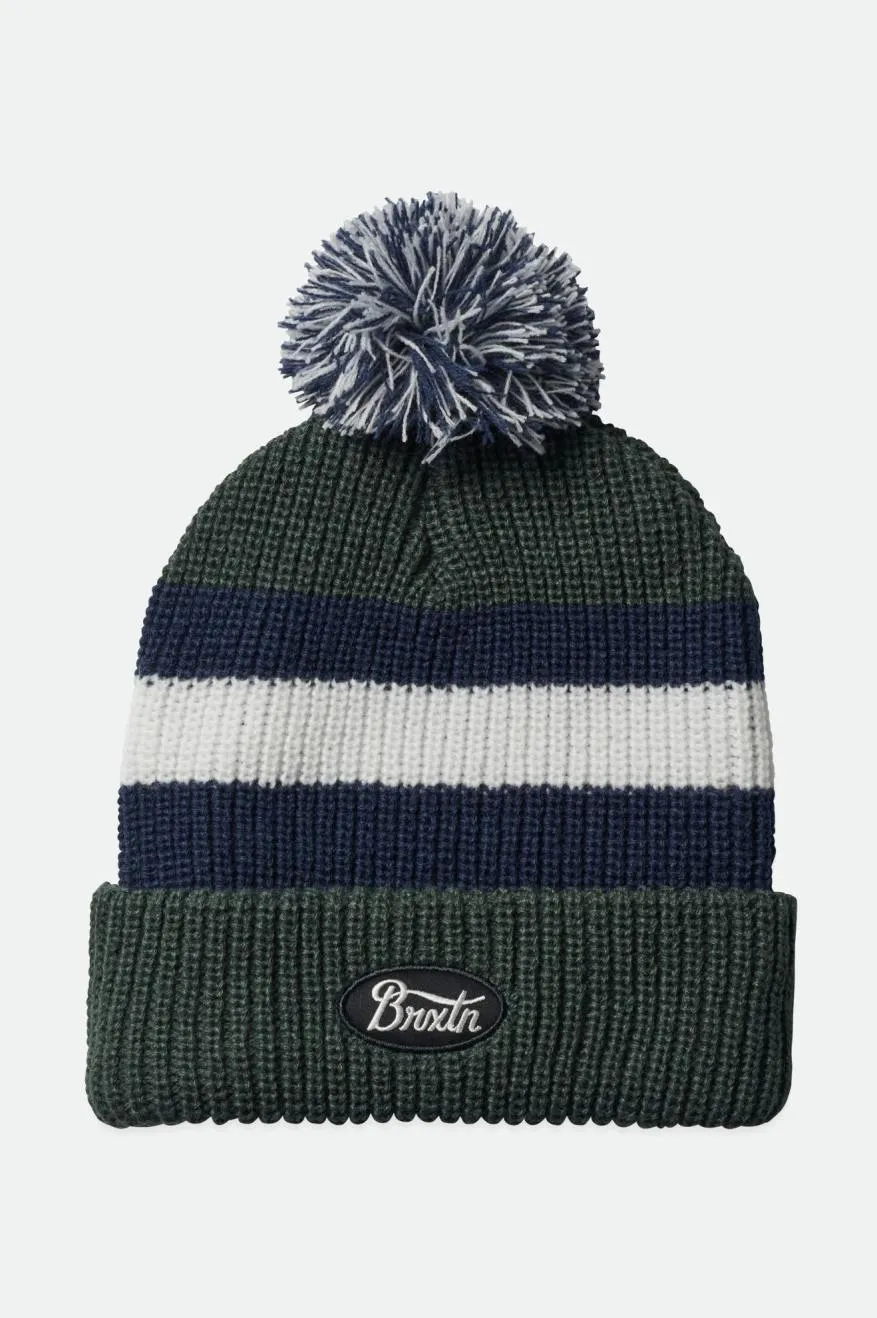 Parsons Pom Beanie - Dark Forest/Navy/White