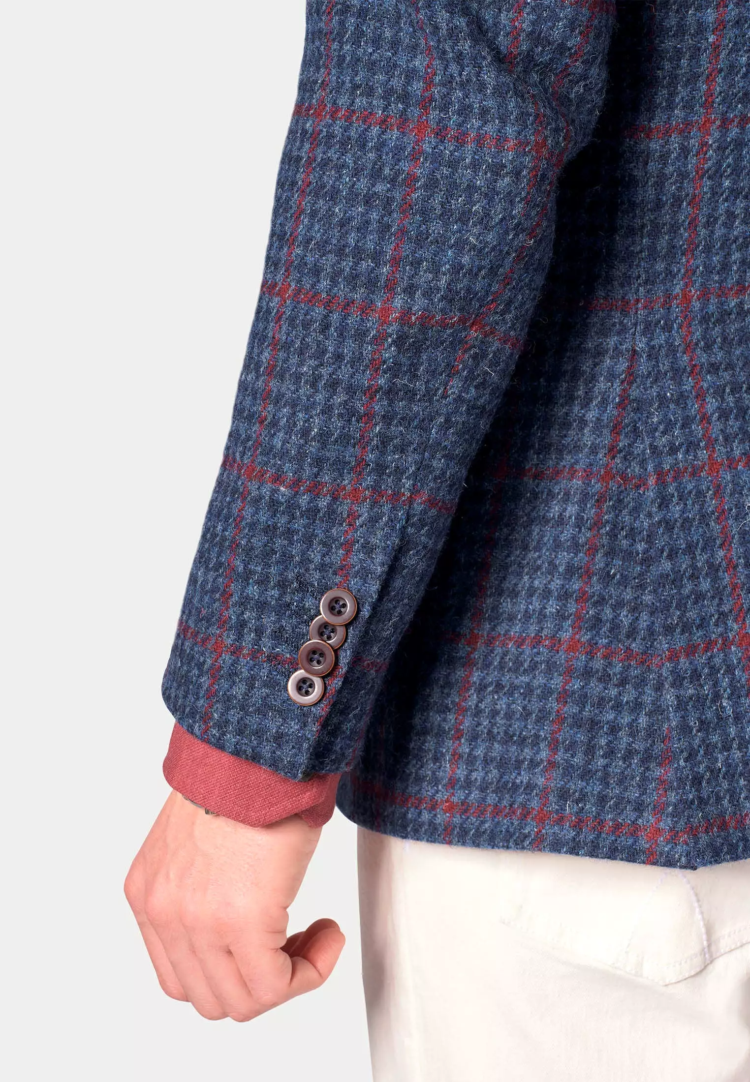 Perth Navy Houndstooth with Wine Overcheck Harris Tweed Jacket