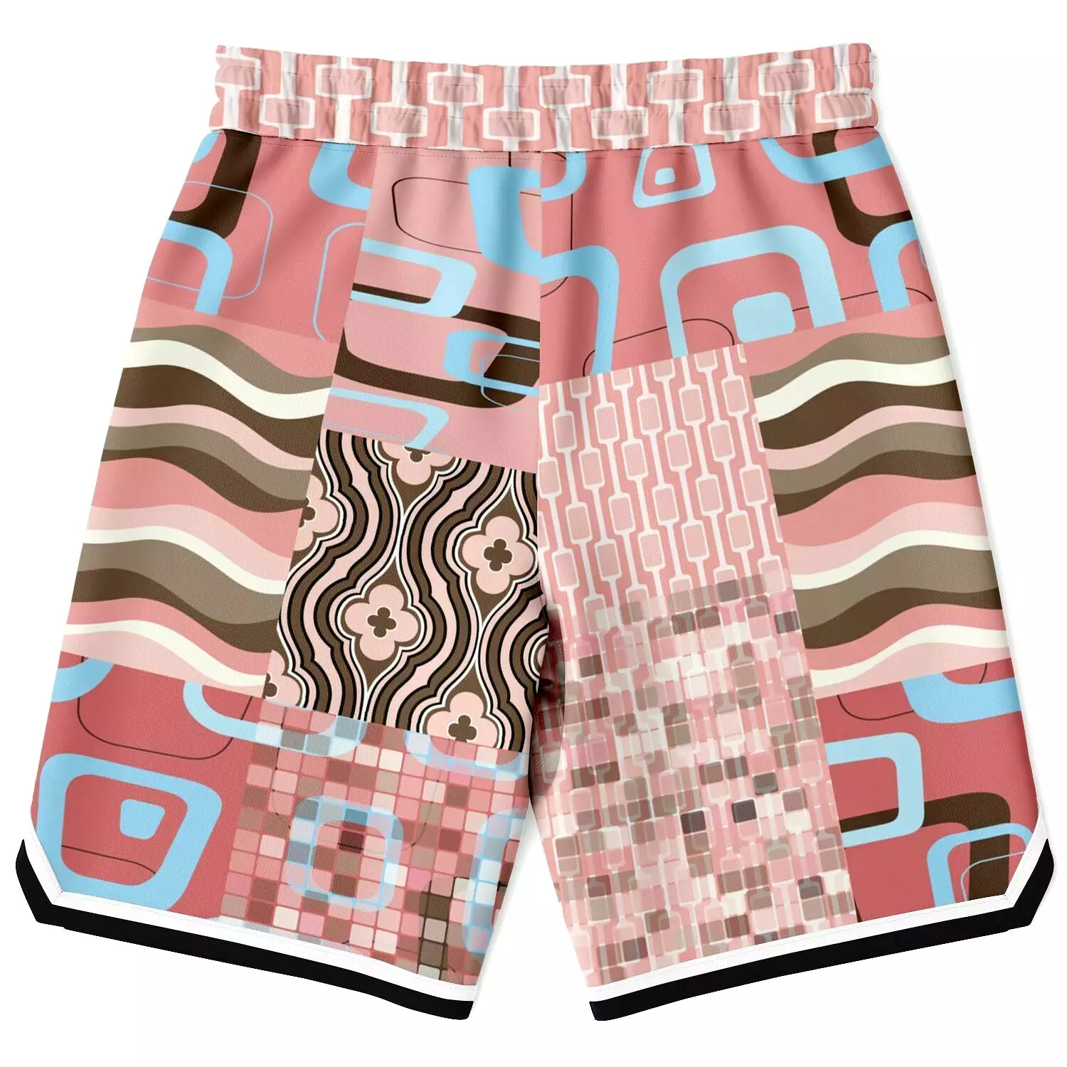 Pink Geo Patchwork Basketball Shorts