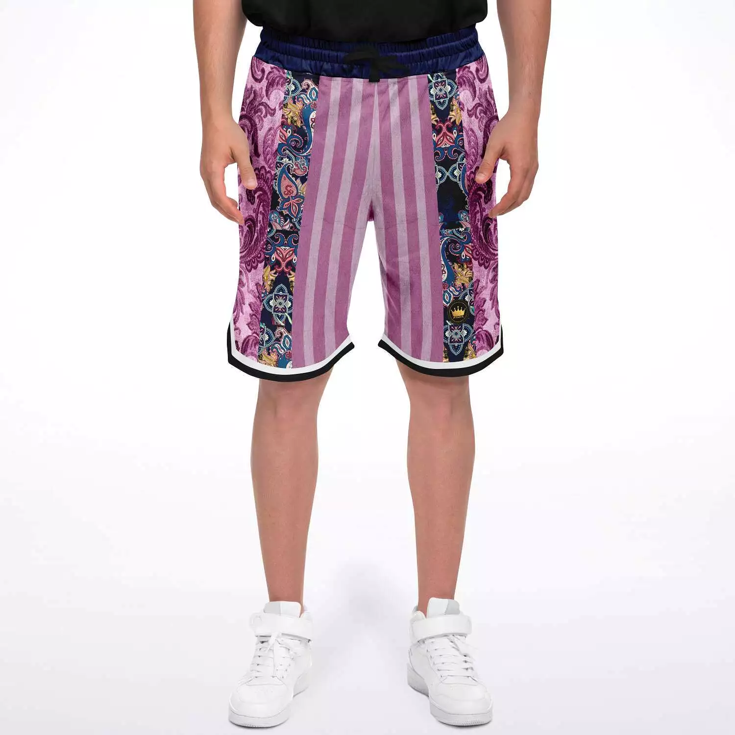 Purple Jamboree Striped Basketball Shorts