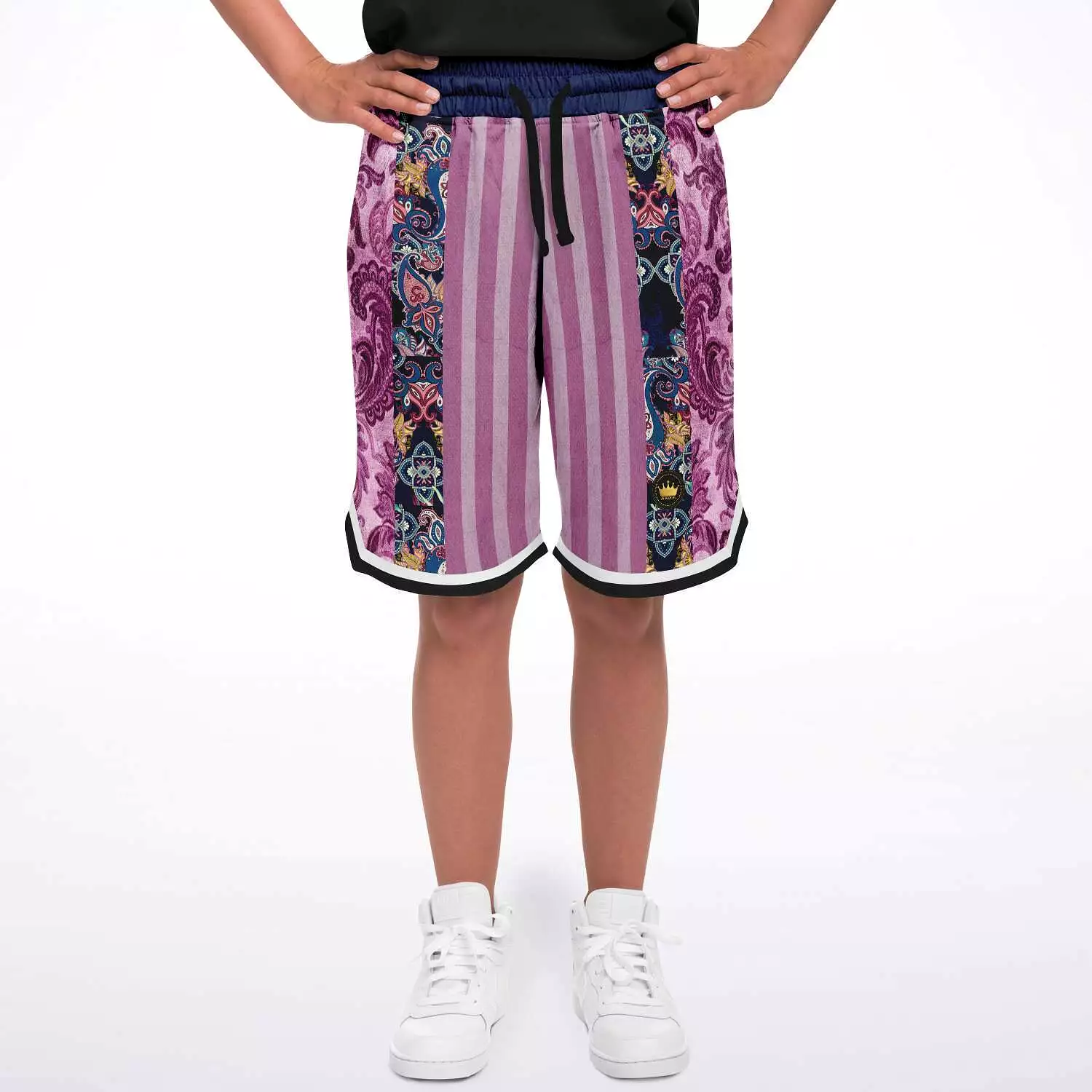 Purple Jamboree Striped Basketball Shorts