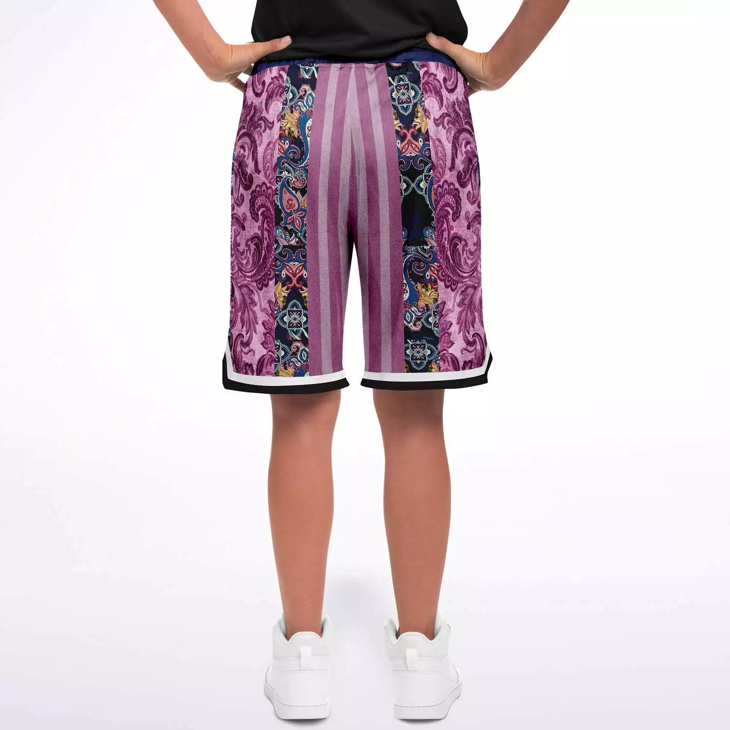 Purple Jamboree Striped Basketball Shorts