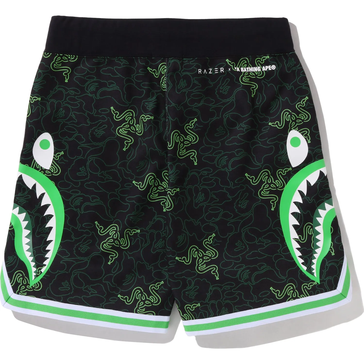 RAZER X A BATHING APE NEON CAMO BASKETBALL SWEAT SHORTS MENS