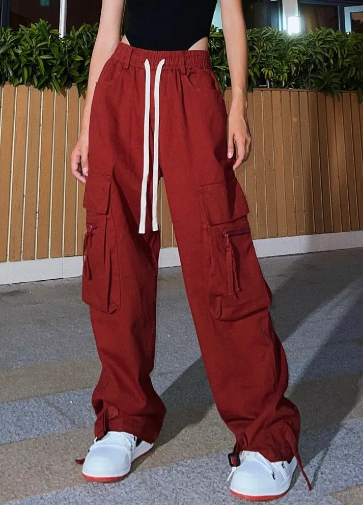 Rebecca Solid Color Baggy Cargo Pants