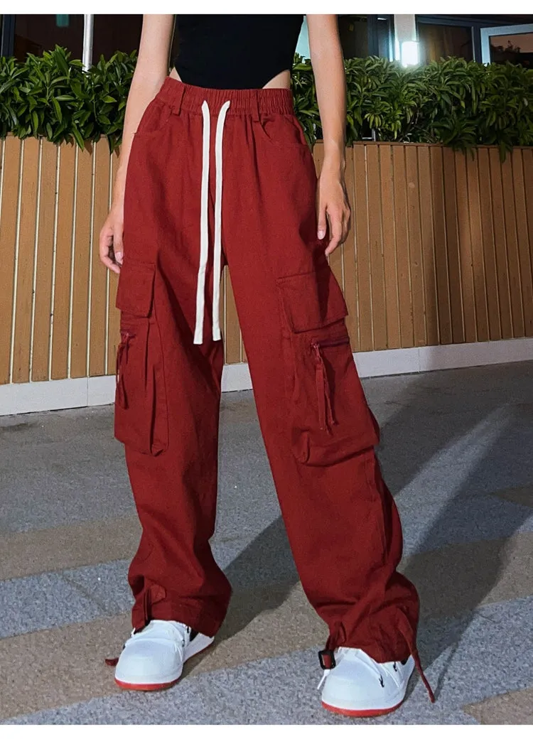 Rebecca Solid Color Baggy Cargo Pants