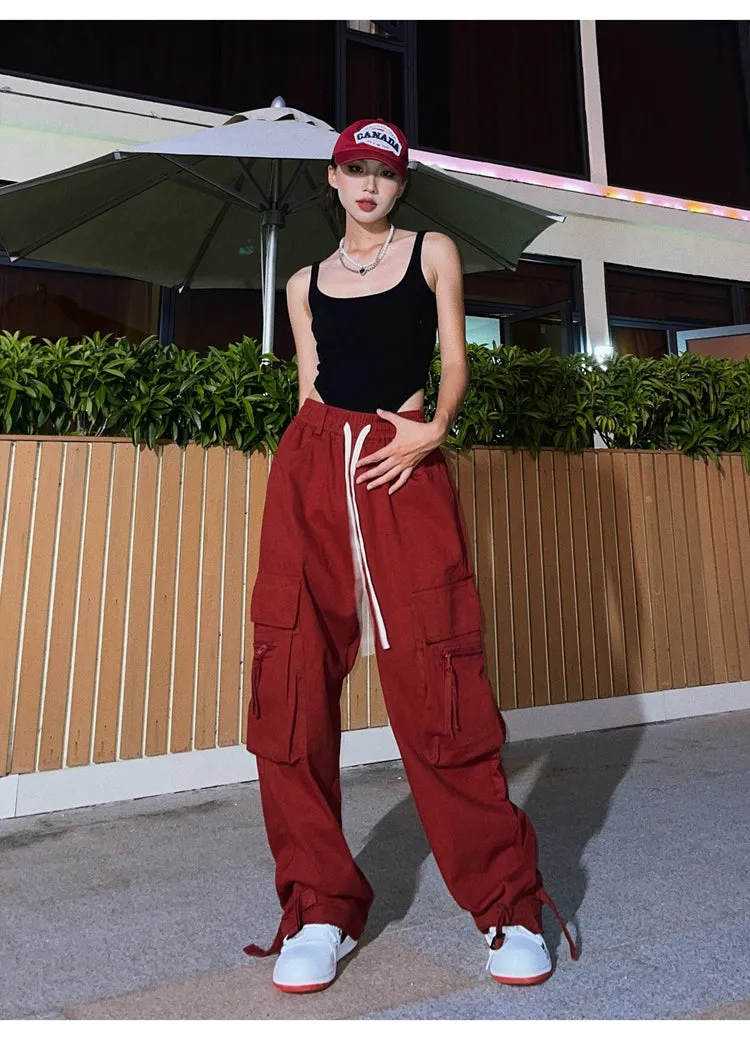 Rebecca Solid Color Baggy Cargo Pants