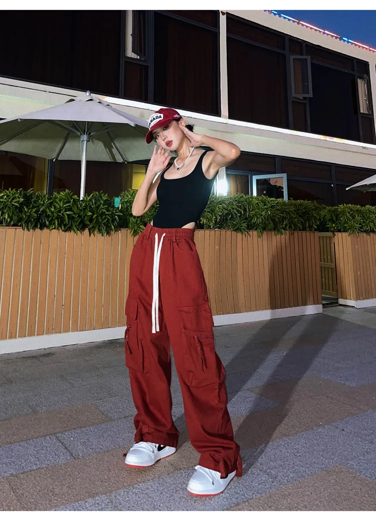 Rebecca Solid Color Baggy Cargo Pants