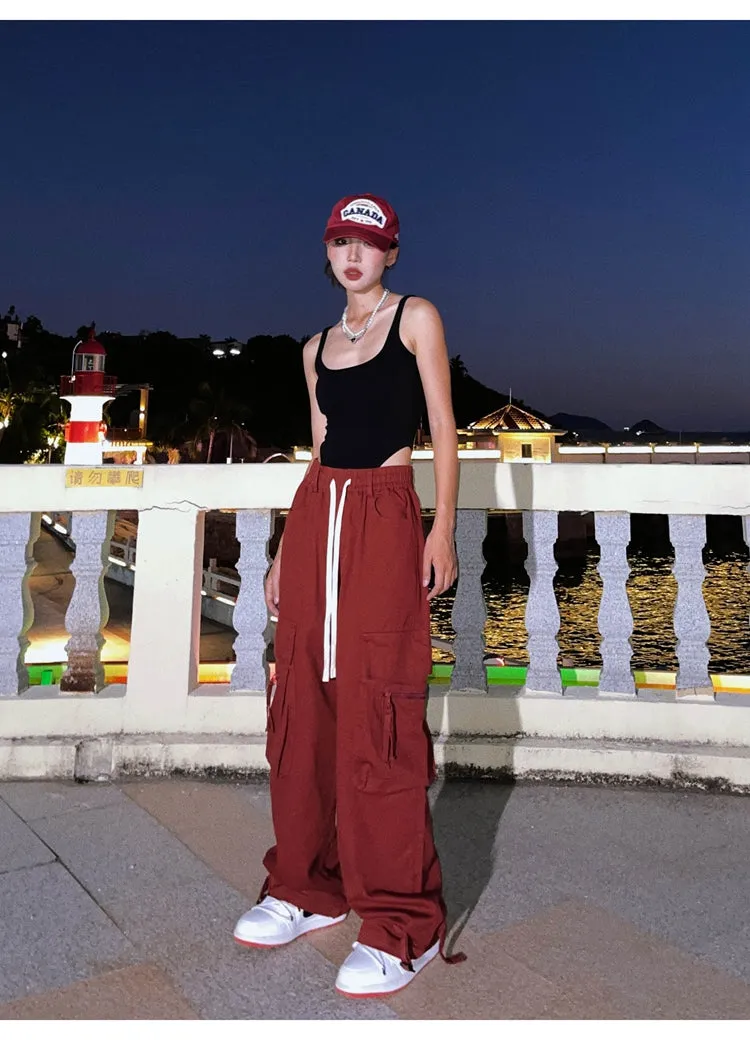 Rebecca Solid Color Baggy Cargo Pants