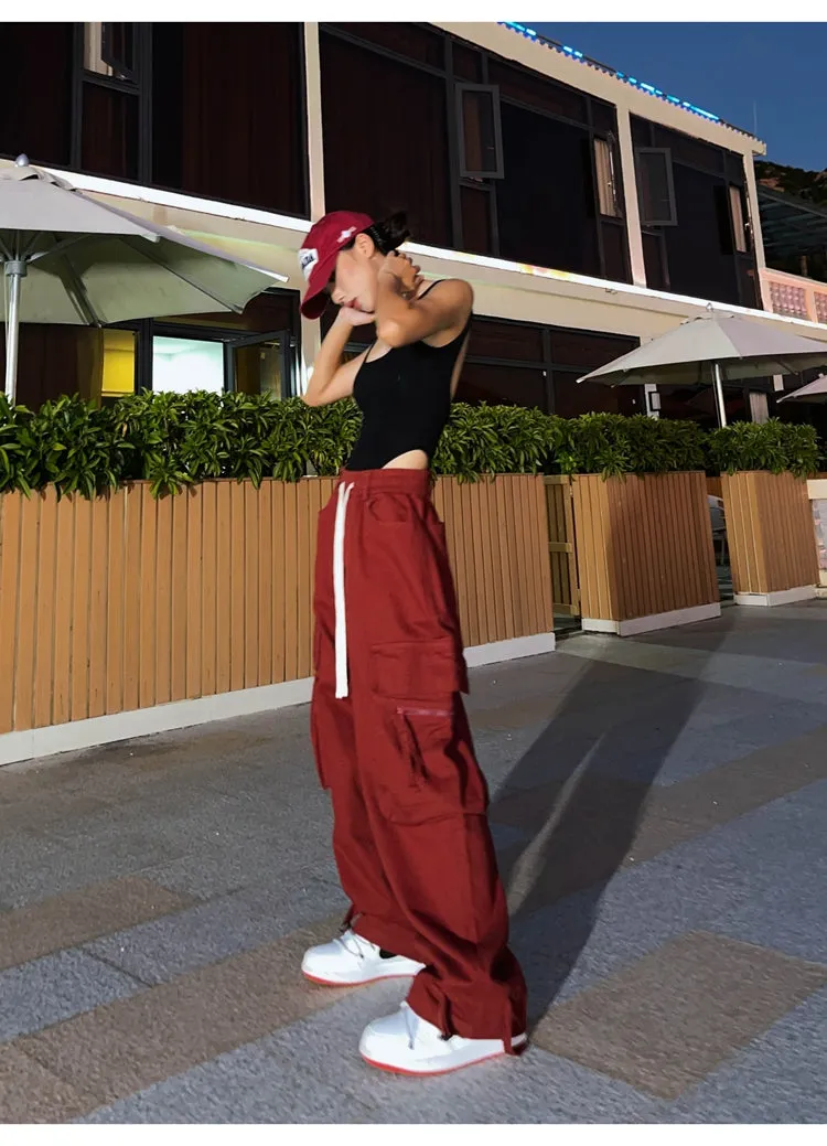 Rebecca Solid Color Baggy Cargo Pants