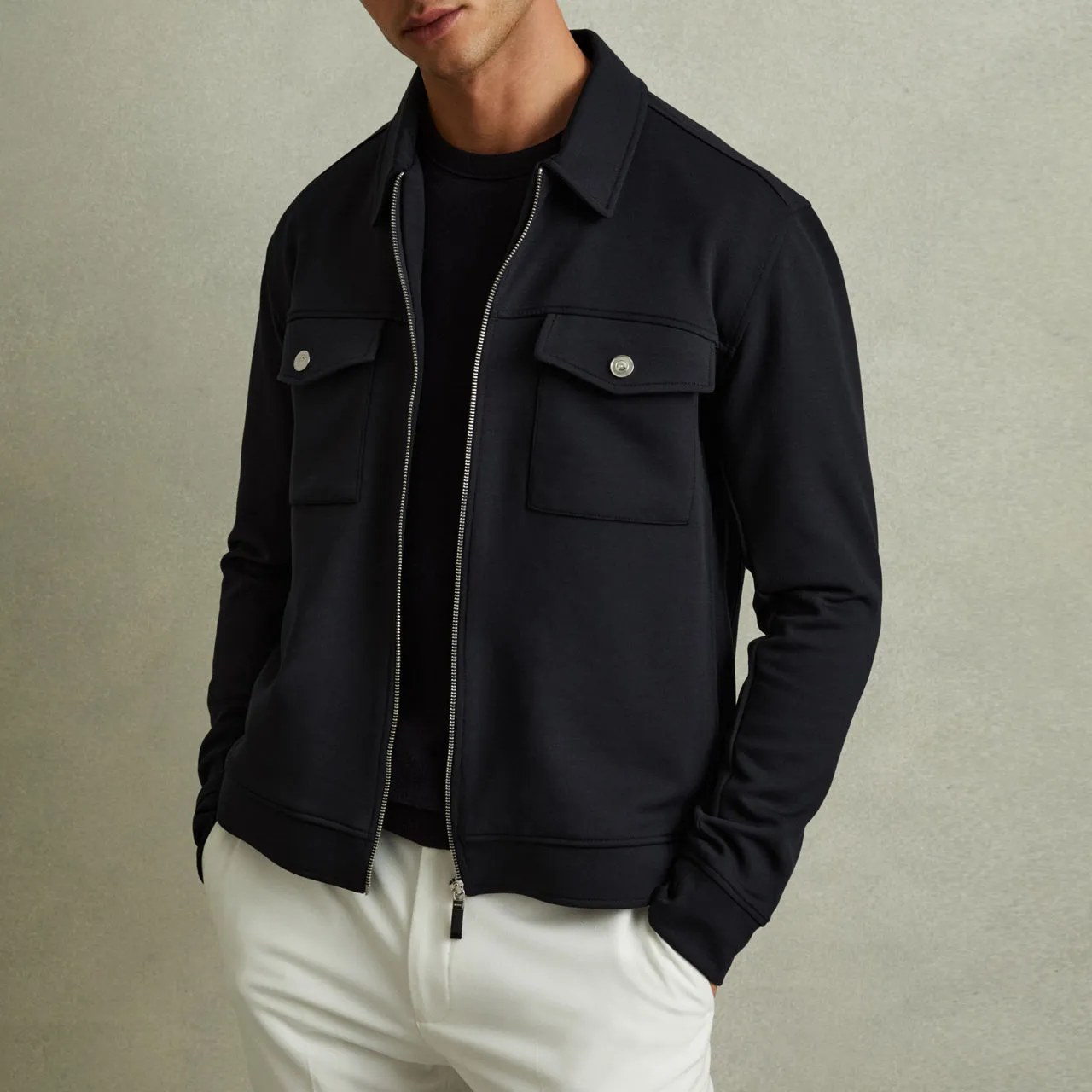 REISS Medina Zip-Through Jacket - Blue