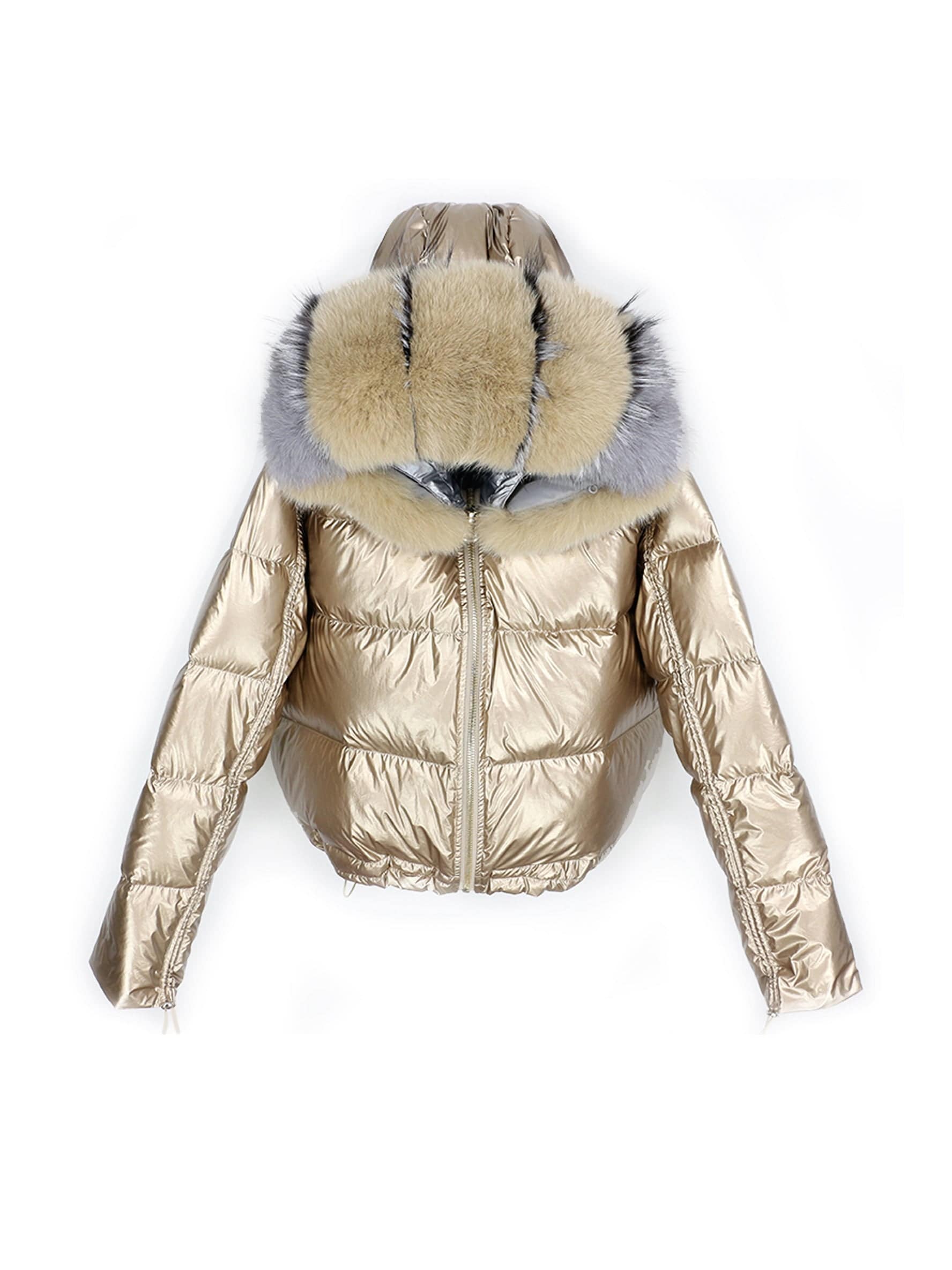 Reversible Bomber Jacket With Natural Fox Fur Trims