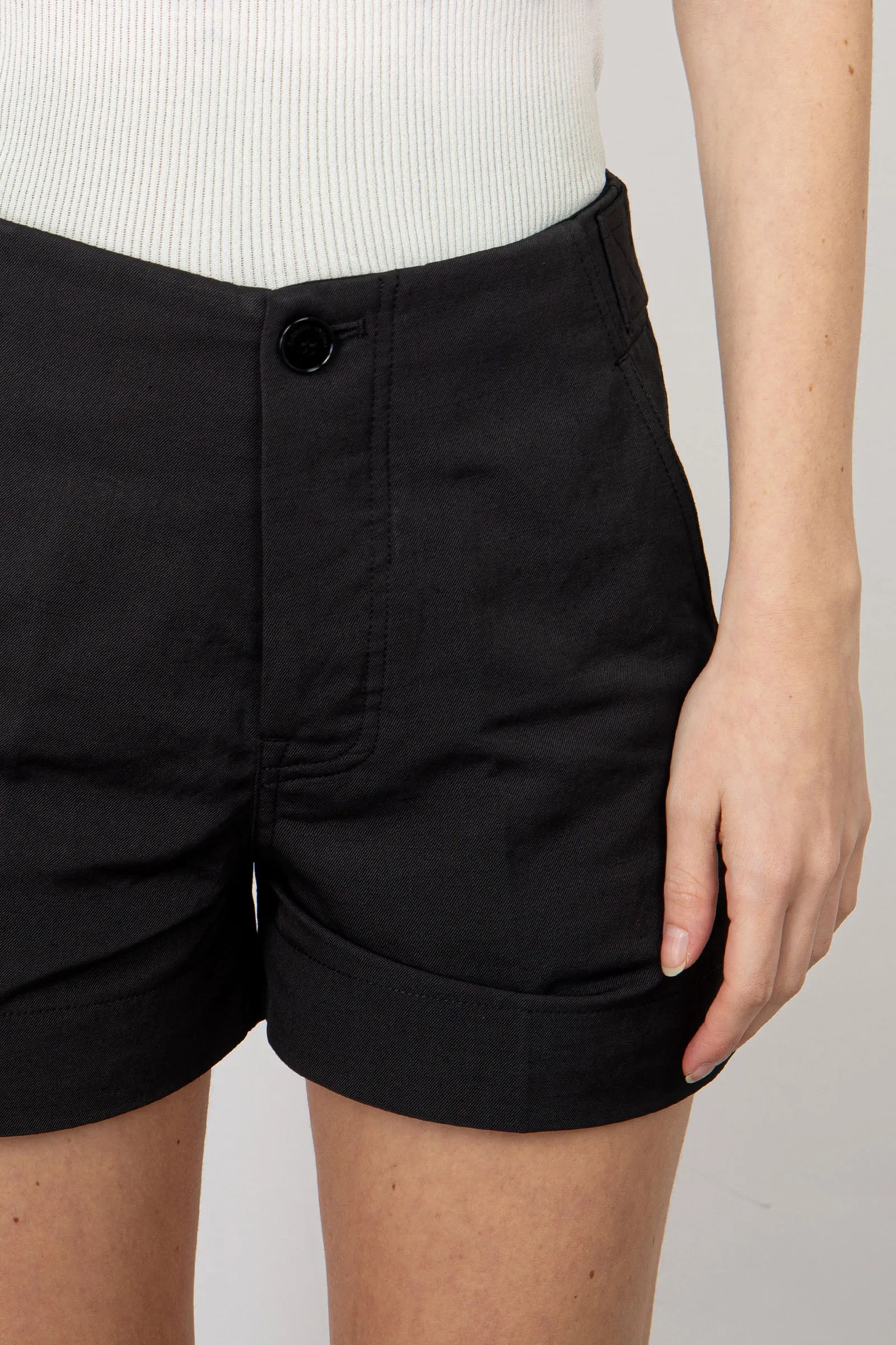 Roberto Collina Shorts Misto Lino Nero