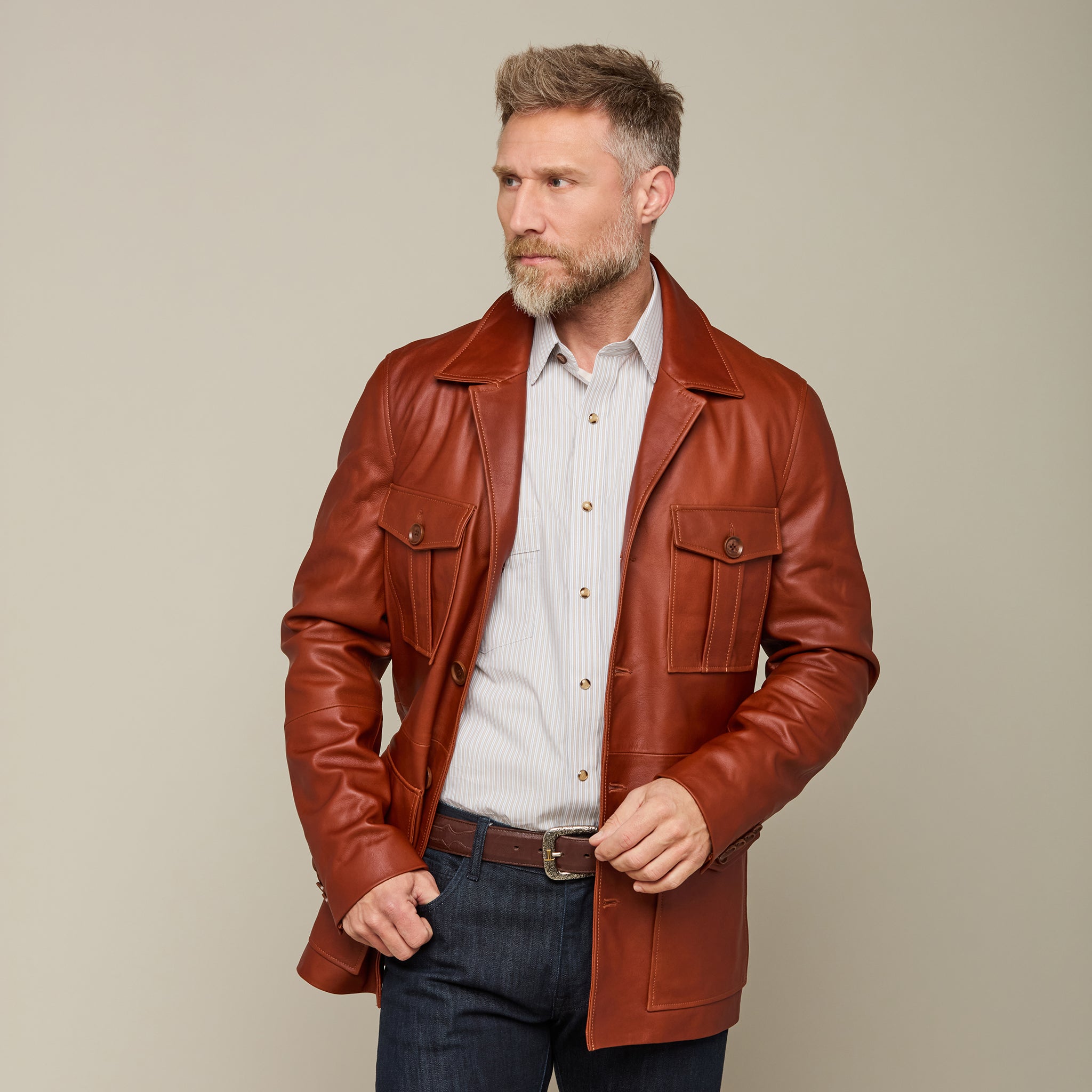 Safari Leather Jacket :: Cognac