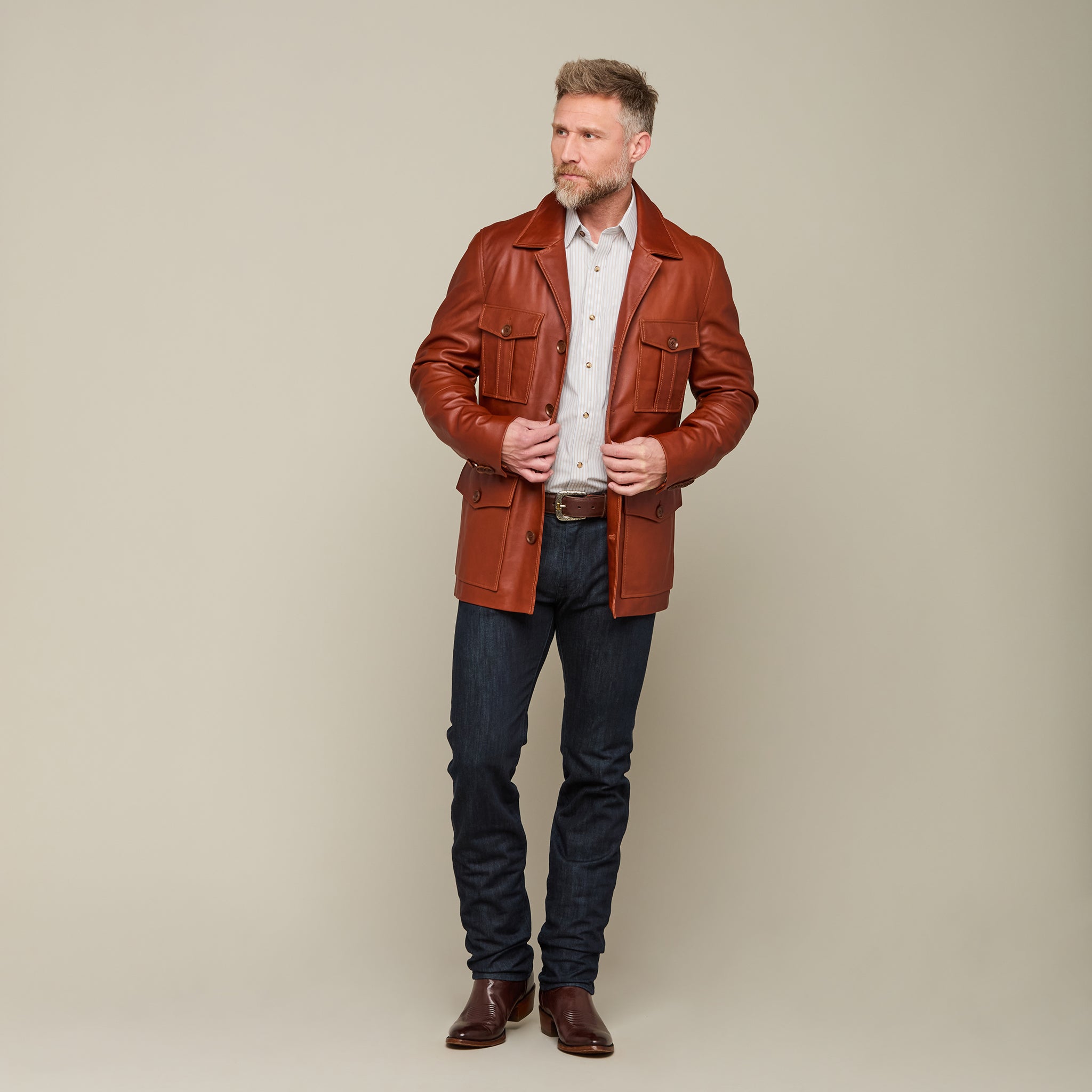 Safari Leather Jacket :: Cognac