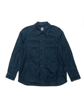 Sage de Cret Cotton/Linen Back Satin Shirt Jacket Navy