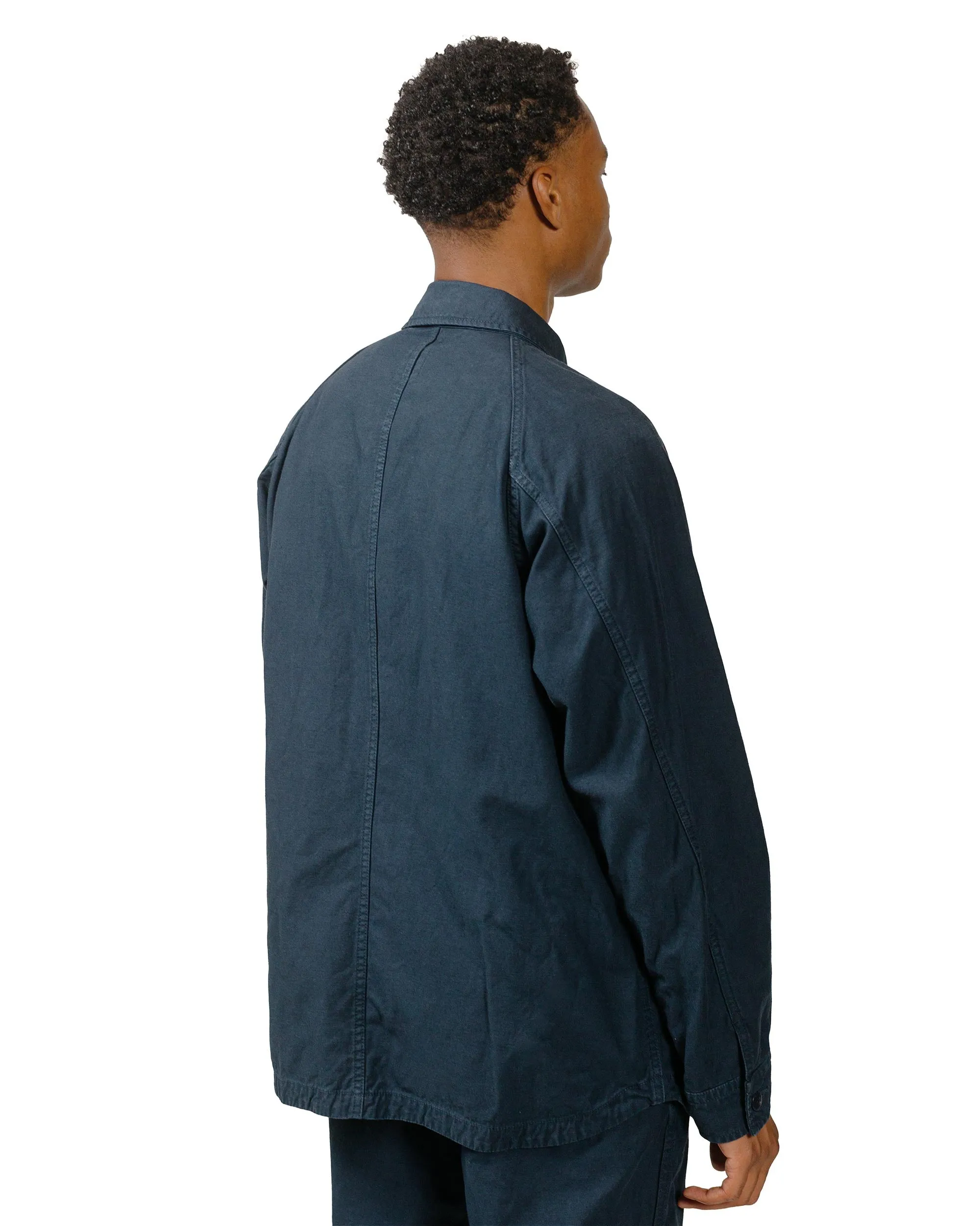 Sage de Cret Cotton/Linen Back Satin Shirt Jacket Navy