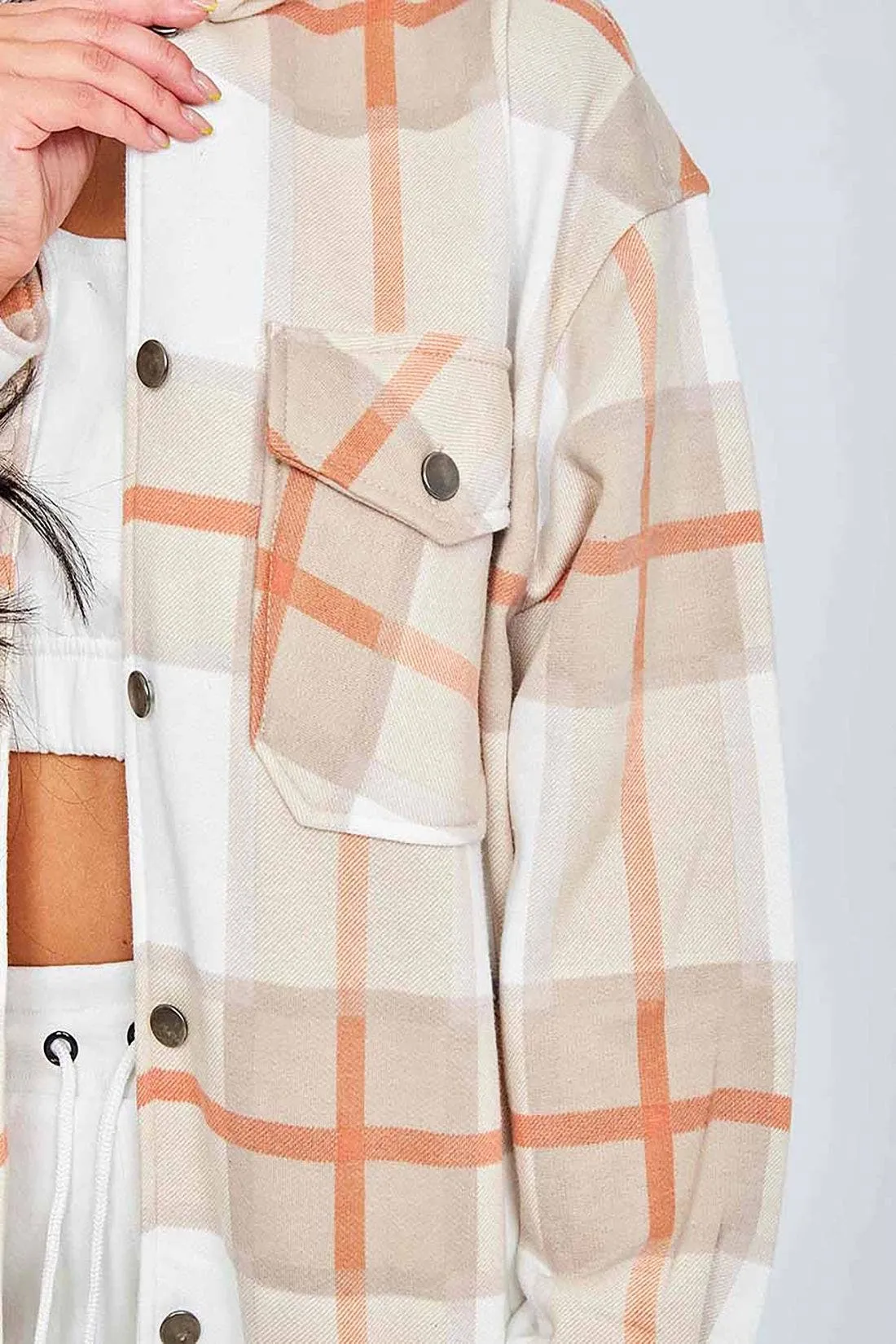 Stone Classic Thick Colour Block Checked Shirt Jacket