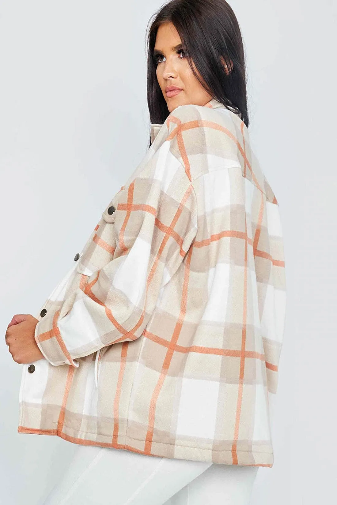 Stone Classic Thick Colour Block Checked Shirt Jacket