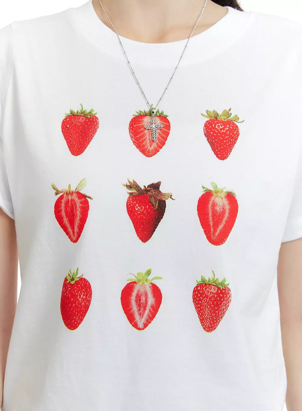 Strawberry Graphic Cotton Tee OA405