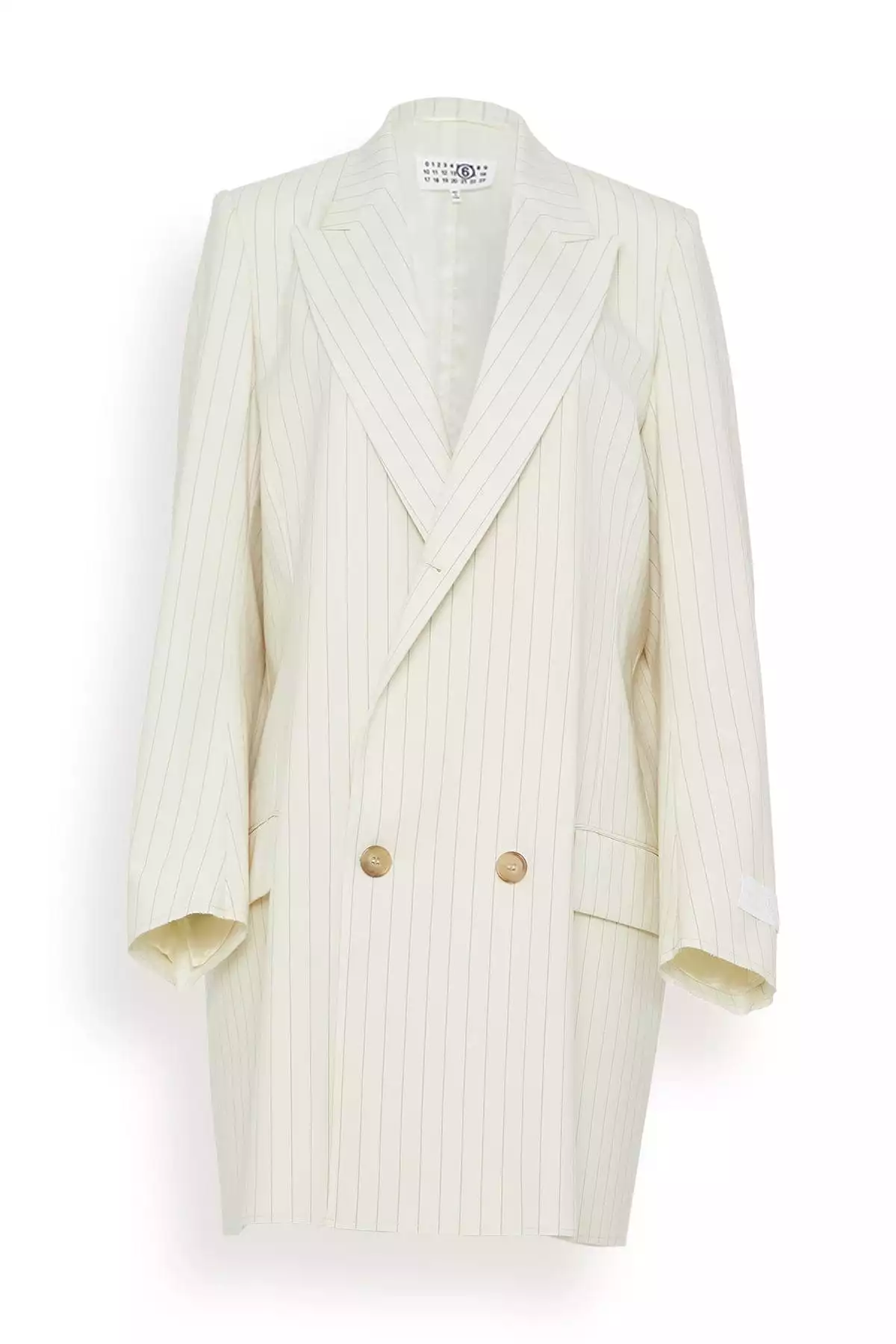 Stripe Long Suit Jacket in Off White/Black