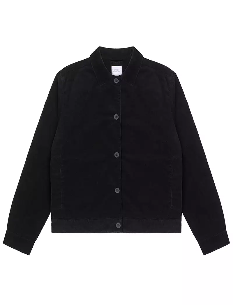 Sunspel Womens Corduroy Boxy Jacket Black