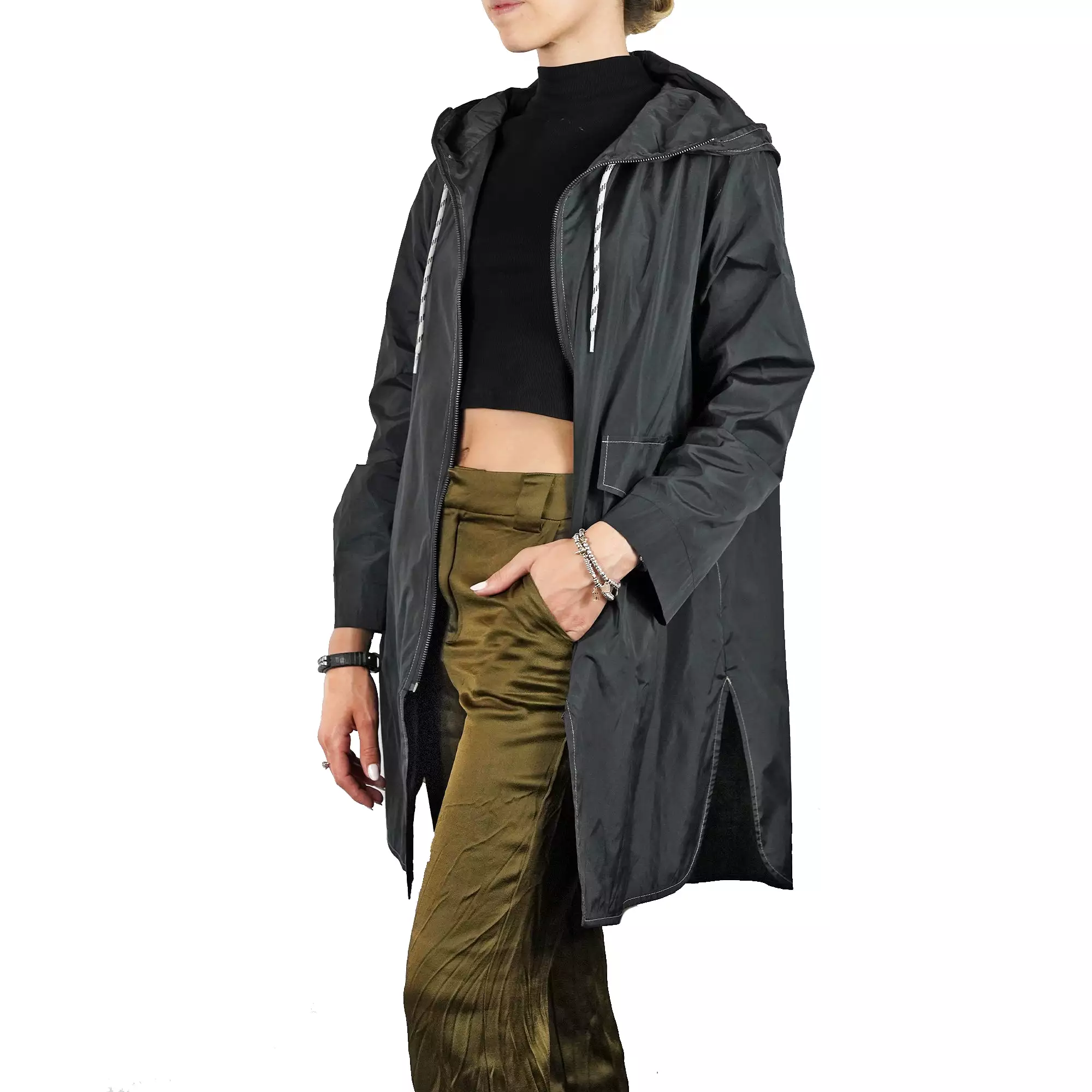 Taffeta Hoodie Jacket Black