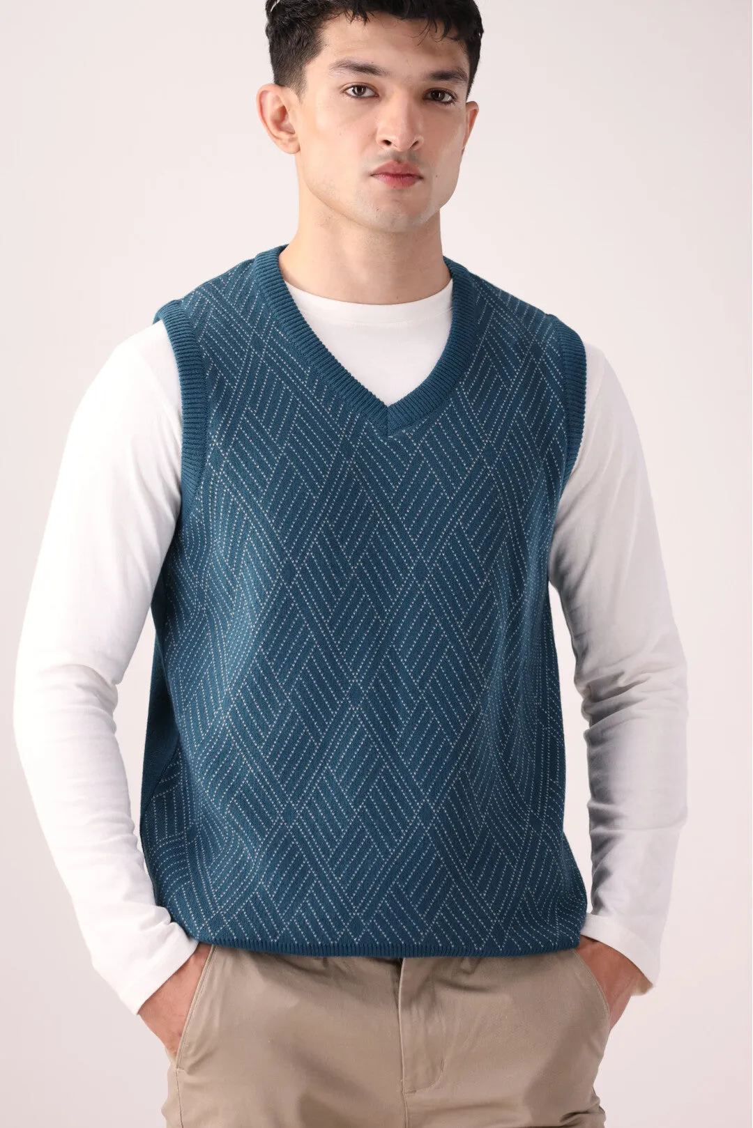 Teal Textured Knit Sweater