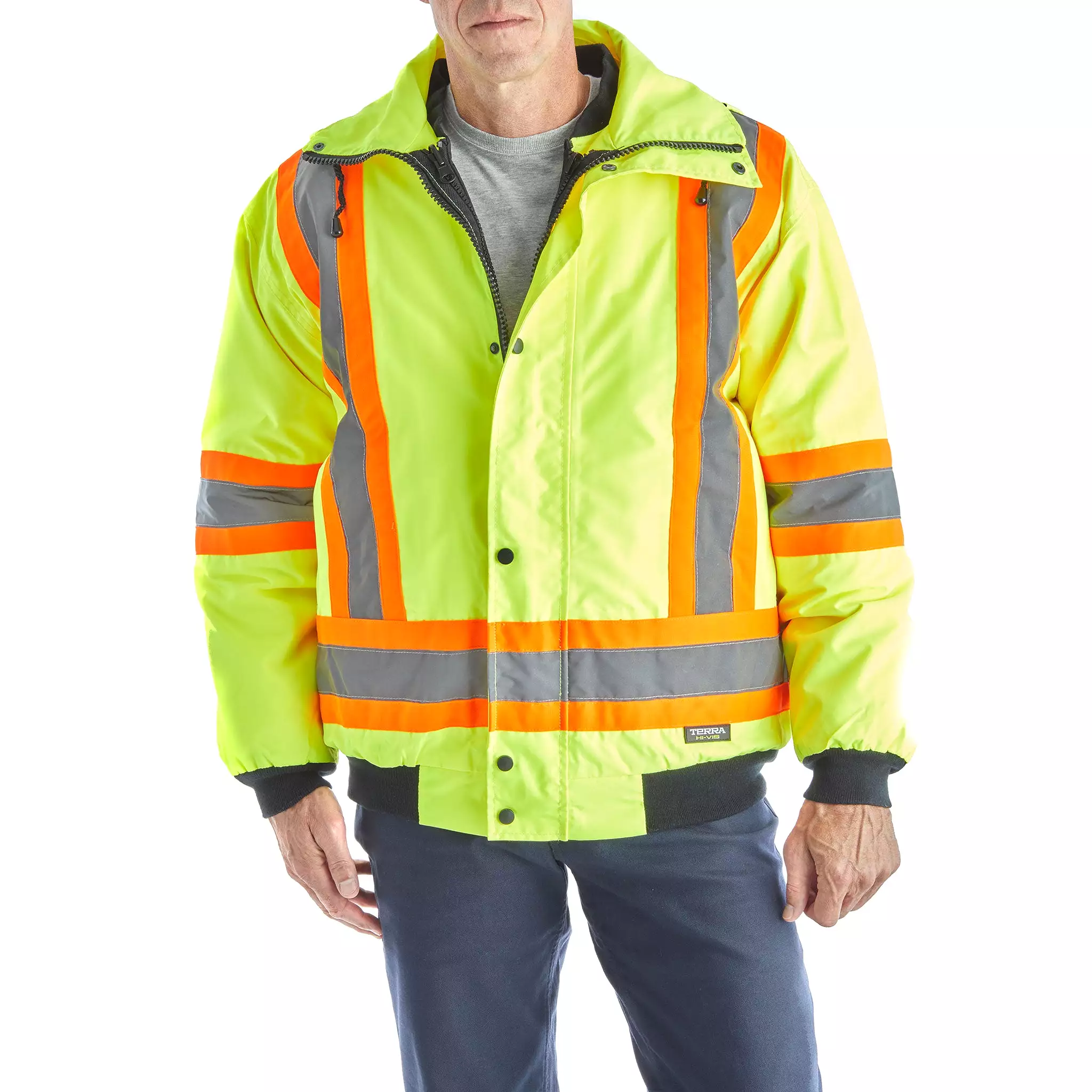 Terra Men's Hi-Vis 6 in 1 System Work Bomber Jacket 116562 - Yellow