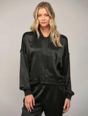 Textured Satin Bomber Jacket