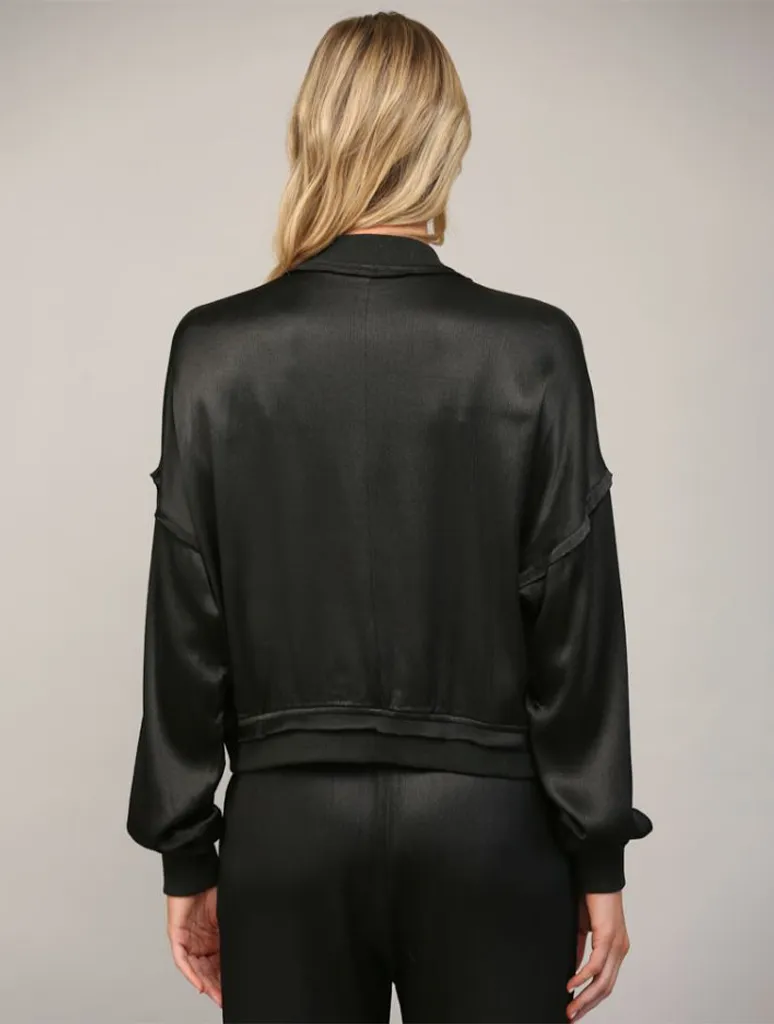 Textured Satin Bomber Jacket