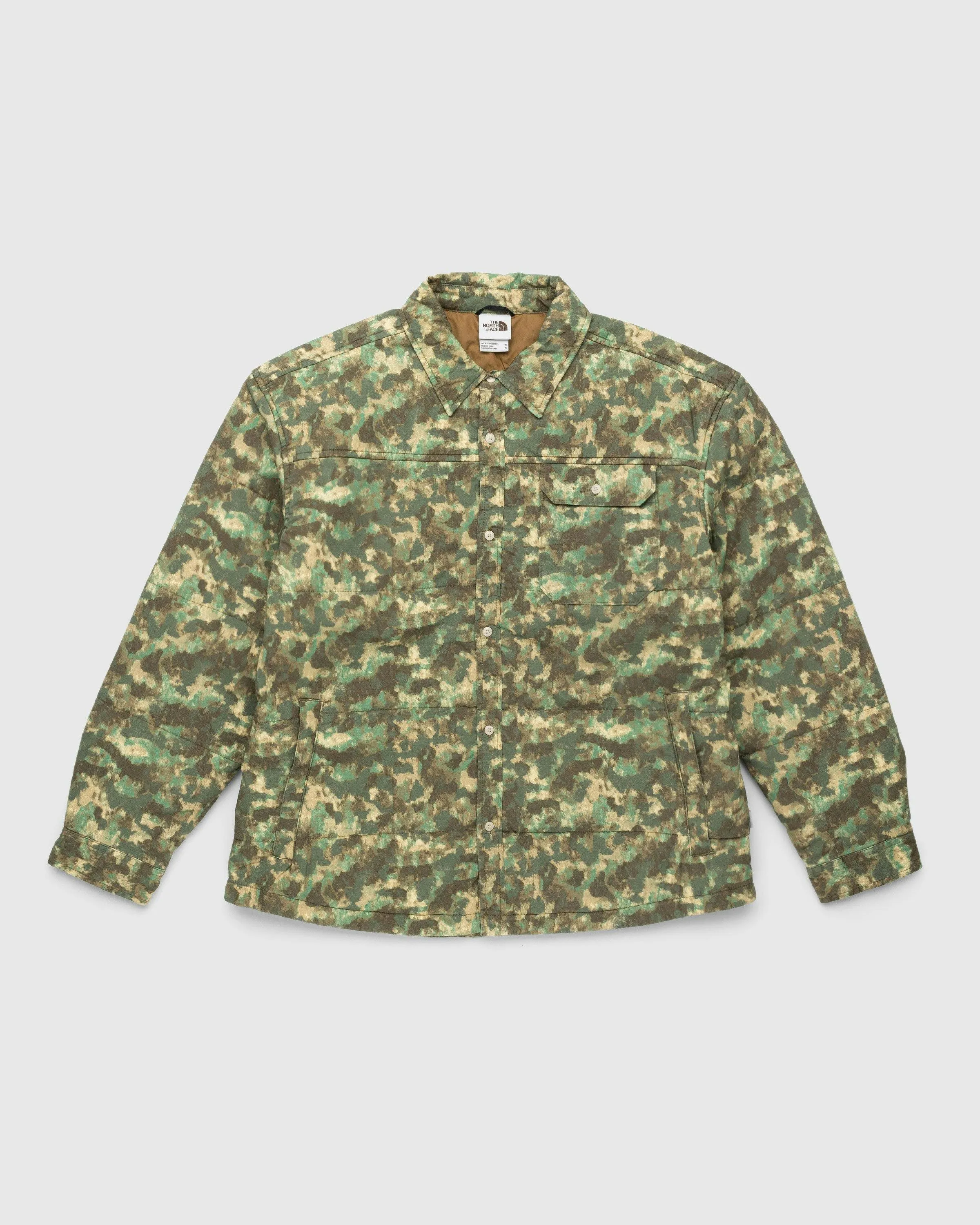 The North Face – M66 Stuffed Shirt Jacket Military Olive/Stippled Camo Print | Highsnobiety Shop