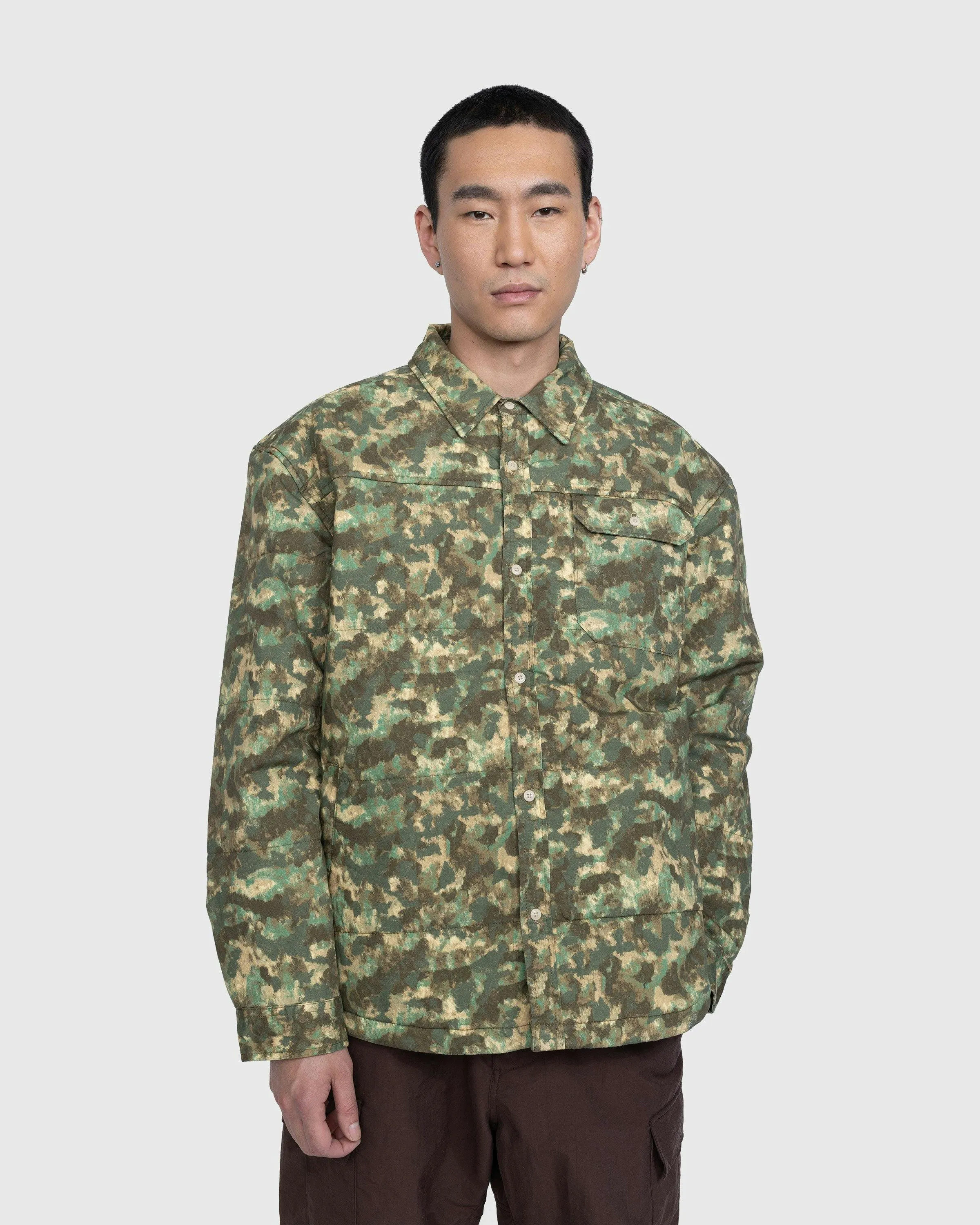 The North Face – M66 Stuffed Shirt Jacket Military Olive/Stippled Camo Print | Highsnobiety Shop