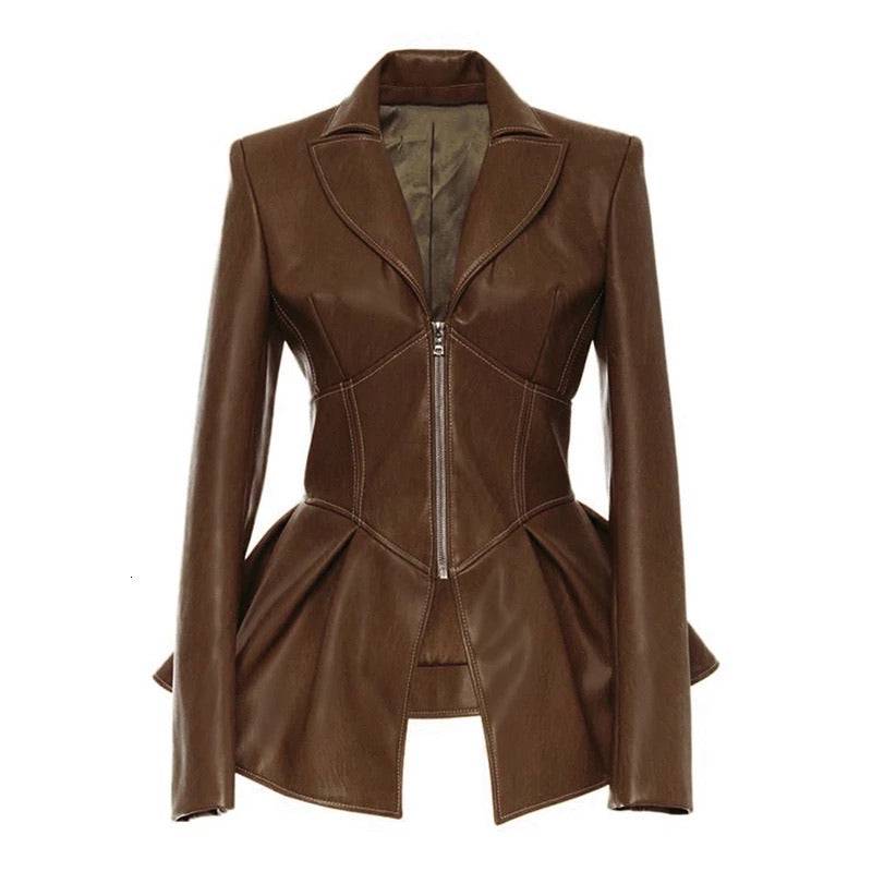 Vegan Leather Corset Style Waist Jacket