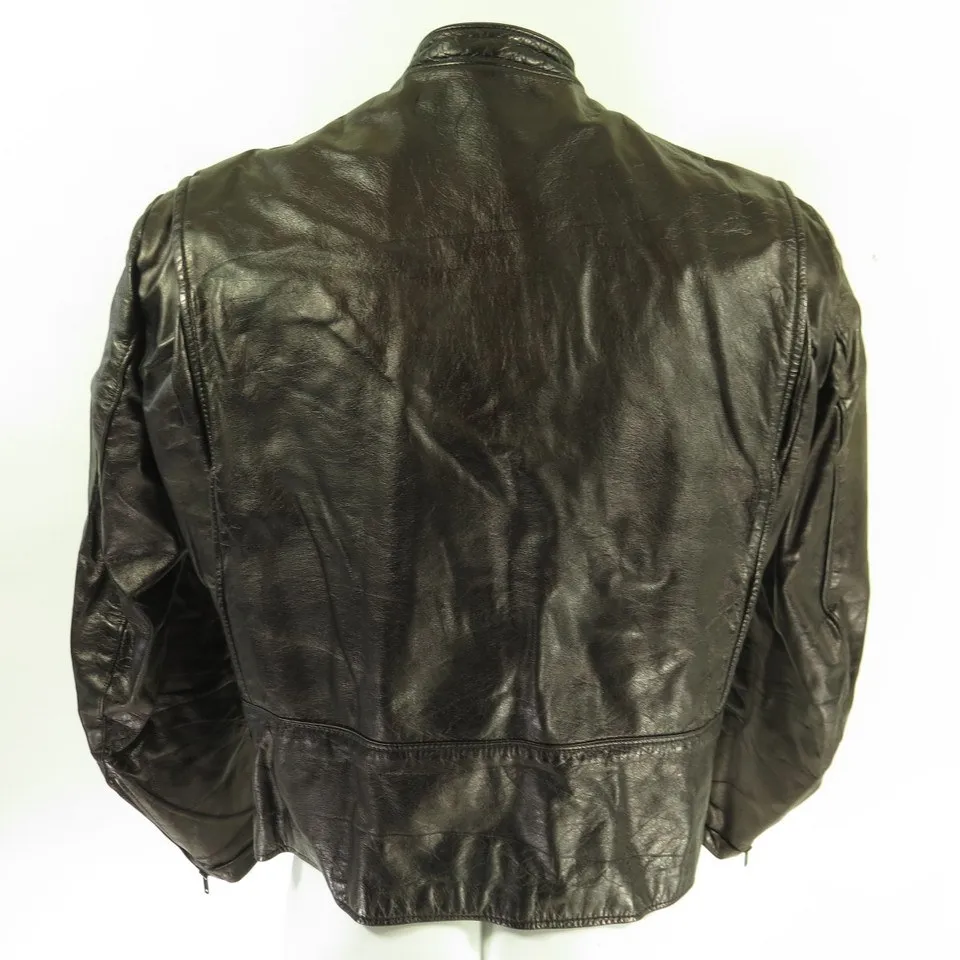 Vintage 50s Brooks Cafe Racer Leather Jacket Mens 44 Motorcycle Biker Black