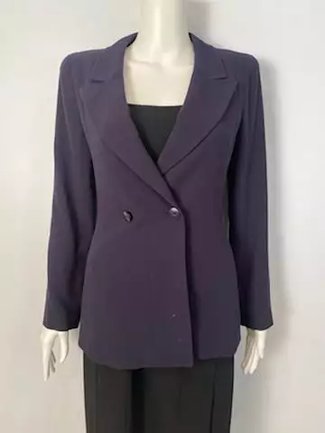 Vintage Chanel 98A, 1998 Fall Double Breasted Dark Navy Blue Jacket FR 38 US 4