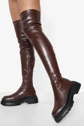 Wave Sole Over The Knee Boots