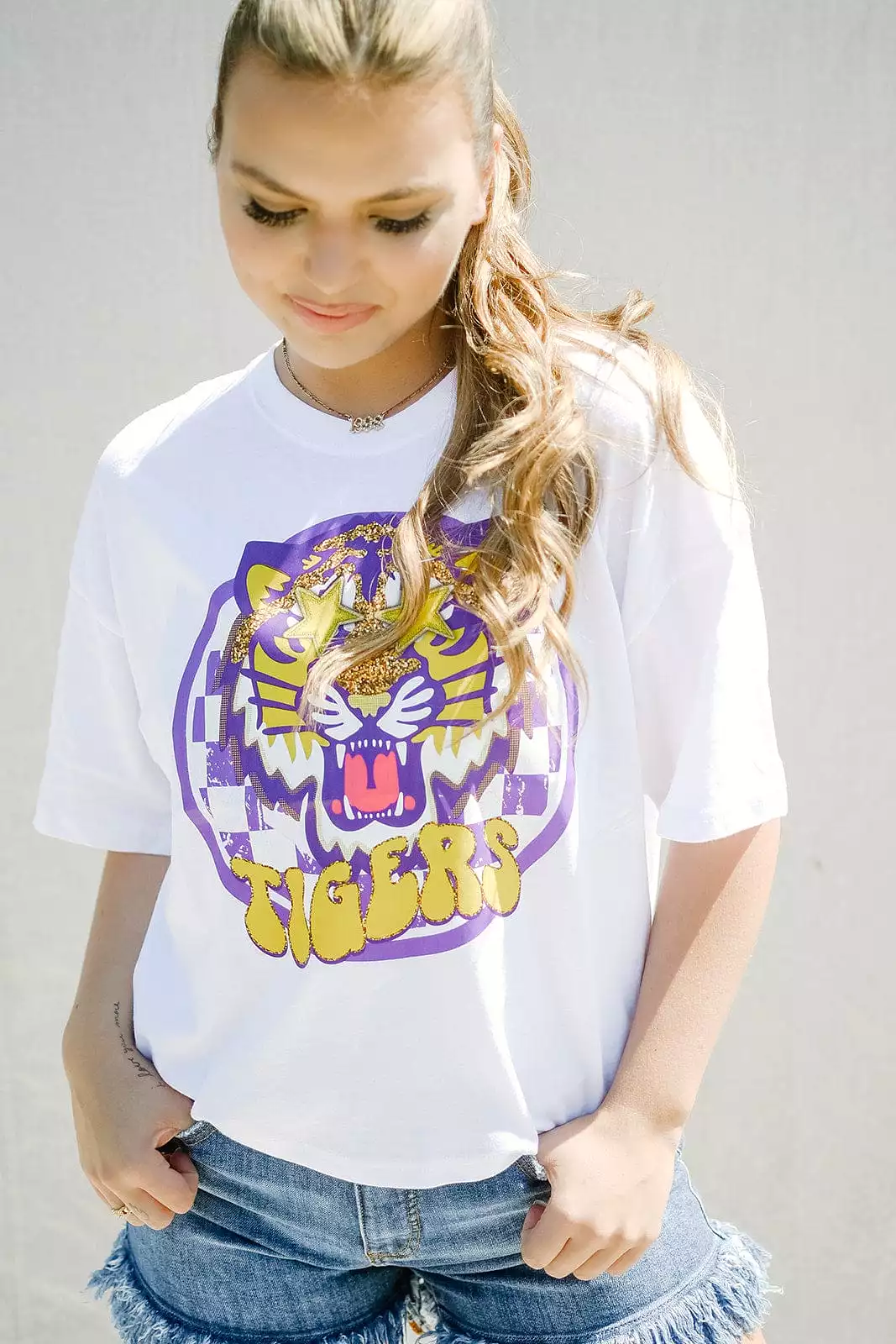 White Tiger Star Cropped Tee