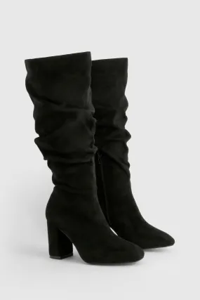 Wide Width Slouchy Block Heel Boots