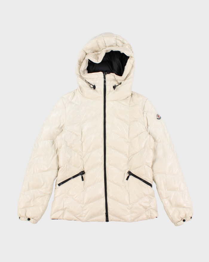 Woman's Vintage Moncler Cream Zip Up Puffer Jacket - M