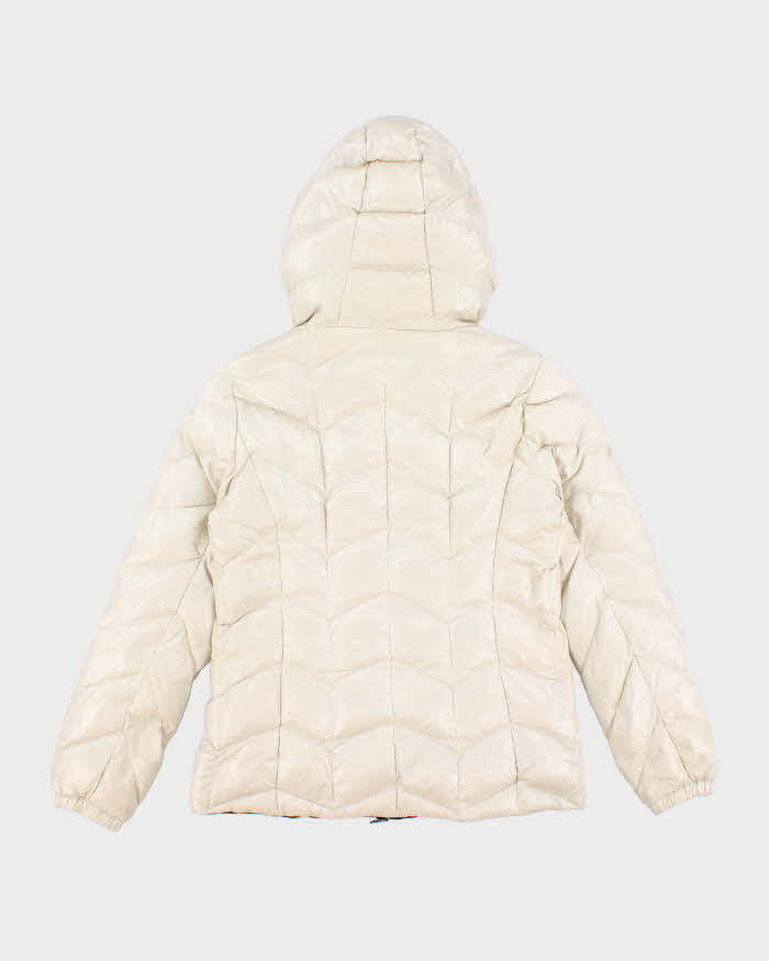 Woman's Vintage Moncler Cream Zip Up Puffer Jacket - M