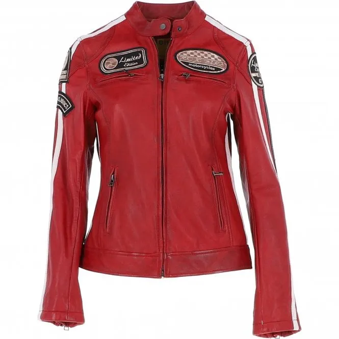 Women's Fashion Leather Biker Style Jacket Red: 1133