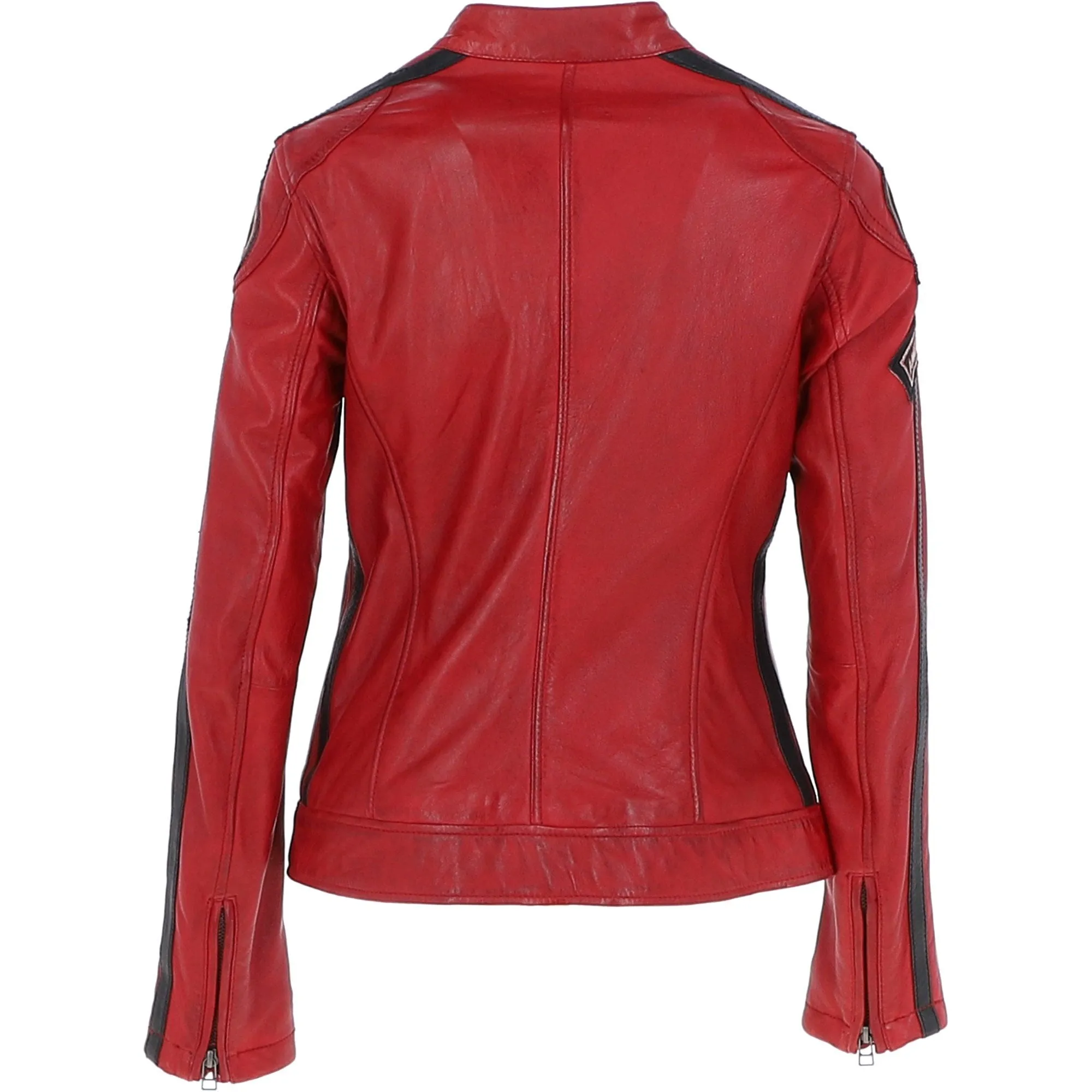 Women's Fashion Leather Biker Style Jacket Red: 1133