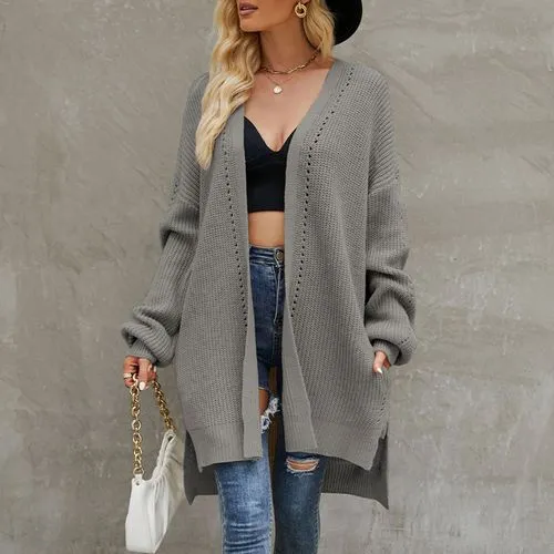 Women's Sweater Coat Long Sleeve Sweaters & Cardigans Pocket Casual Streetwear Solid Color