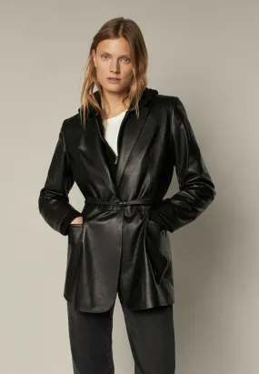 Women’s Classic Black Leather Coat