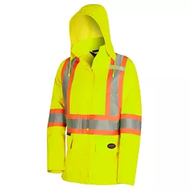 Women's Pioneer High-Visibility Waterproof Rain Work Jacket - Yellow