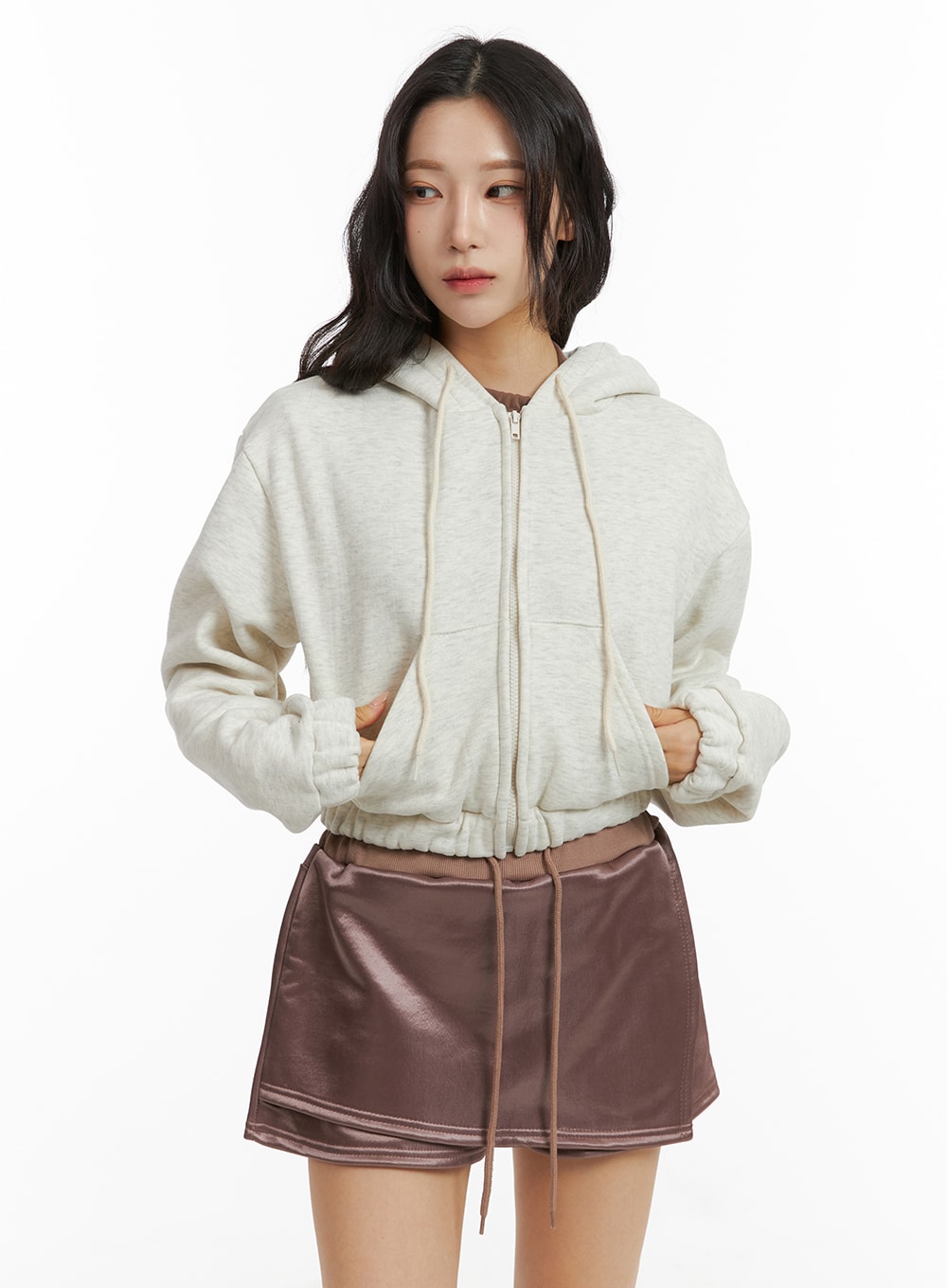 Zip-Up Crop Hoodie Jacket CJ409